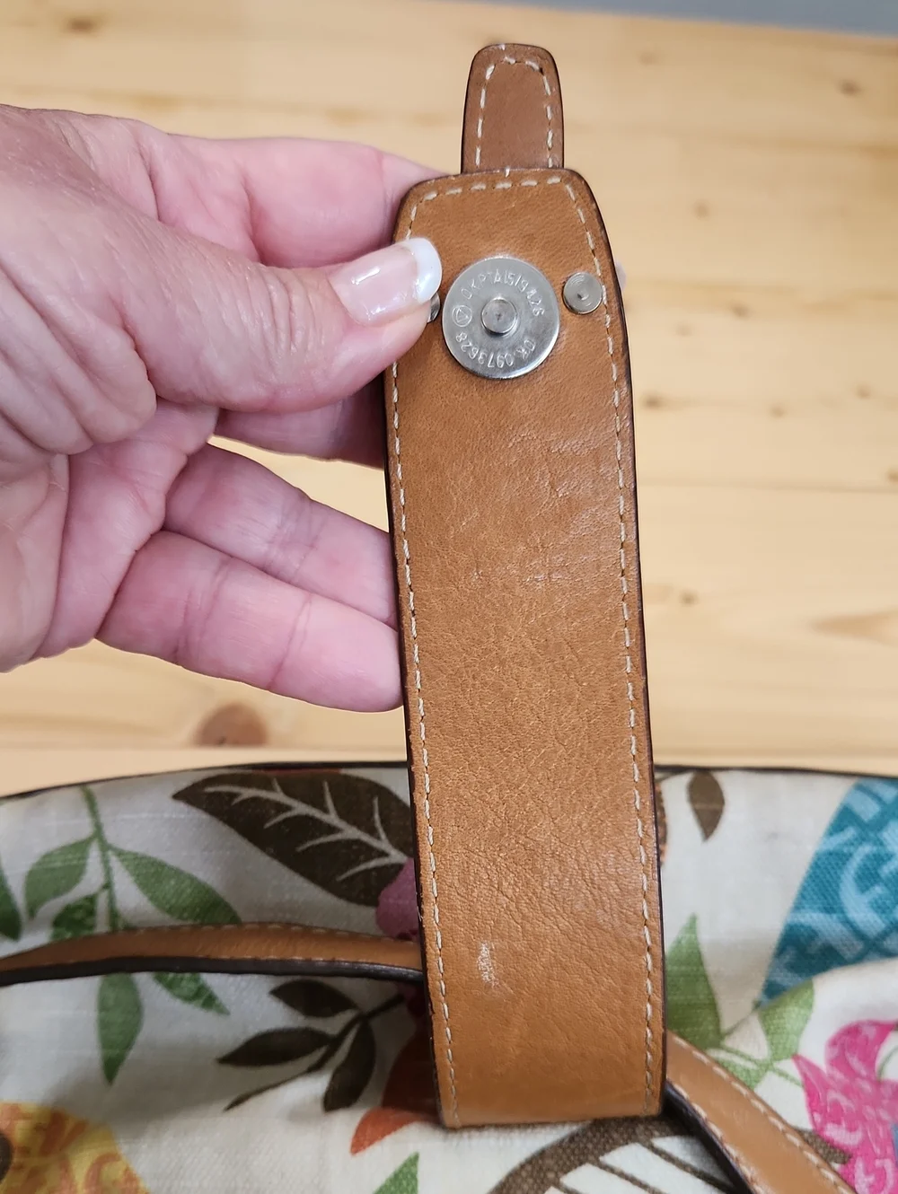 Vintage Fossil Floral Canvas Shoulder Bag Leather Trim Y2k - Picture 17 of 17